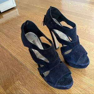 Miu Miu Navy Suede High Heels with Zipper, 37
